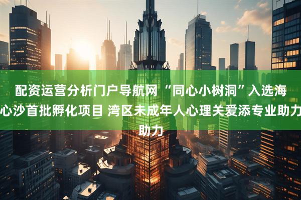 配资运营分析门户导航网 “同心小树洞”入选海心沙首批孵化项目 湾区未成年人心理关爱添专业助力